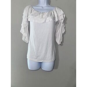 Talk of the Walk Ruffle Top Women's Medium Off Shoulder 3/4 Sleeve Made In‎ USA